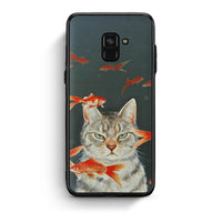 Thumbnail for Samsung A8 Cat Goldfish θήκη από τη Smartfits με σχέδιο στο πίσω μέρος και μαύρο περίβλημα | Smartphone case with colorful back and black bezels by Smartfits