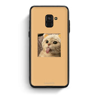 Thumbnail for Samsung A8 Cat Tongue θήκη από τη Smartfits με σχέδιο στο πίσω μέρος και μαύρο περίβλημα | Smartphone case with colorful back and black bezels by Smartfits