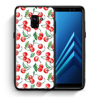 Thumbnail for Θήκη Samsung A8 Cherry Summer από τη Smartfits με σχέδιο στο πίσω μέρος και μαύρο περίβλημα | Samsung A8 Cherry Summer case with colorful back and black bezels