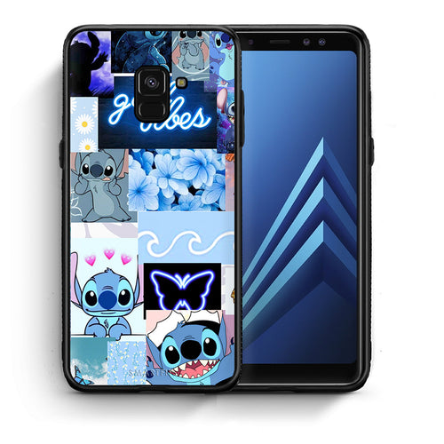 Θήκη Αγίου Βαλεντίνου Samsung A8 Collage Good Vibes από τη Smartfits με σχέδιο στο πίσω μέρος και μαύρο περίβλημα | Samsung A8 Collage Good Vibes case with colorful back and black bezels