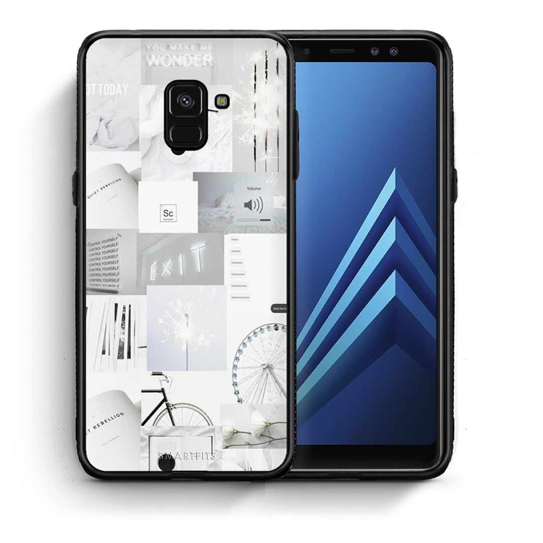 Θήκη Αγίου Βαλεντίνου Samsung A8 Collage Make Me Wonder από τη Smartfits με σχέδιο στο πίσω μέρος και μαύρο περίβλημα | Samsung A8 Collage Make Me Wonder case with colorful back and black bezels