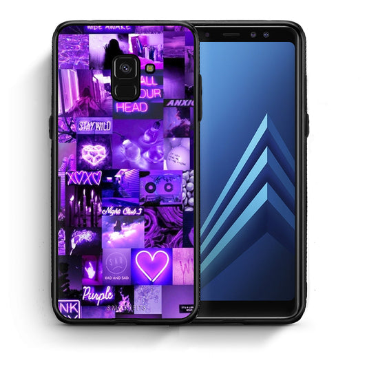 Θήκη Αγίου Βαλεντίνου Samsung A8 Collage Stay Wild από τη Smartfits με σχέδιο στο πίσω μέρος και μαύρο περίβλημα | Samsung A8 Collage Stay Wild case with colorful back and black bezels