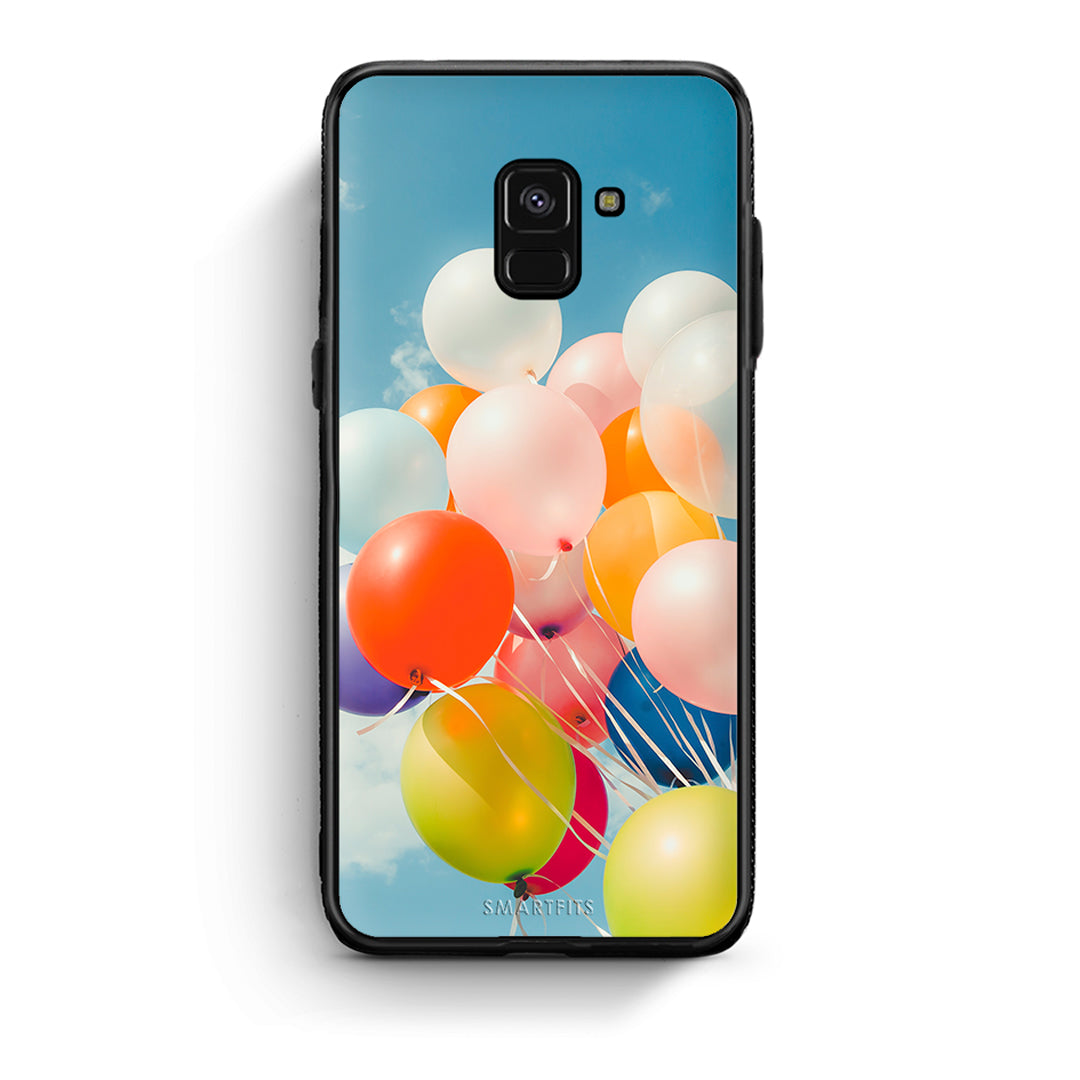 Samsung A8 Colorful Balloons θήκη από τη Smartfits με σχέδιο στο πίσω μέρος και μαύρο περίβλημα | Smartphone case with colorful back and black bezels by Smartfits