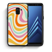 Thumbnail for Θήκη Samsung A8 Colourful Waves από τη Smartfits με σχέδιο στο πίσω μέρος και μαύρο περίβλημα | Samsung A8 Colourful Waves case with colorful back and black bezels