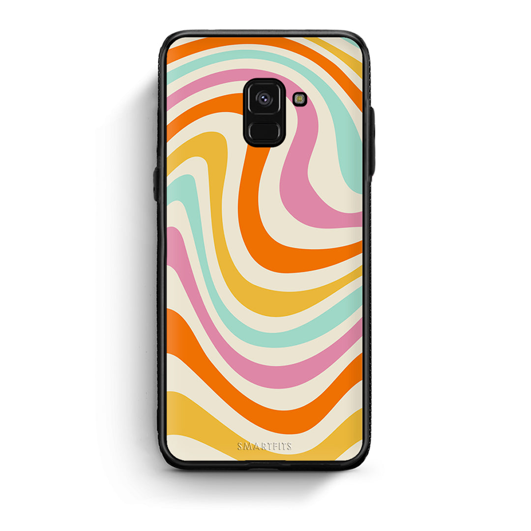 Samsung A8 Colourful Waves θήκη από τη Smartfits με σχέδιο στο πίσω μέρος και μαύρο περίβλημα | Smartphone case with colorful back and black bezels by Smartfits