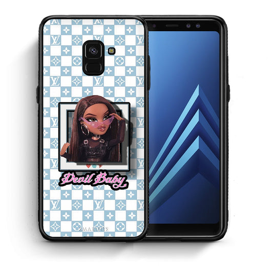 Θήκη Αγίου Βαλεντίνου Samsung A8 Devil Baby από τη Smartfits με σχέδιο στο πίσω μέρος και μαύρο περίβλημα | Samsung A8 Devil Baby case with colorful back and black bezels