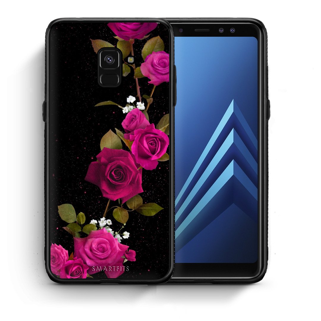 Θήκη Samsung A8 Red Roses Flower από τη Smartfits με σχέδιο στο πίσω μέρος και μαύρο περίβλημα | Samsung A8 Red Roses Flower case with colorful back and black bezels