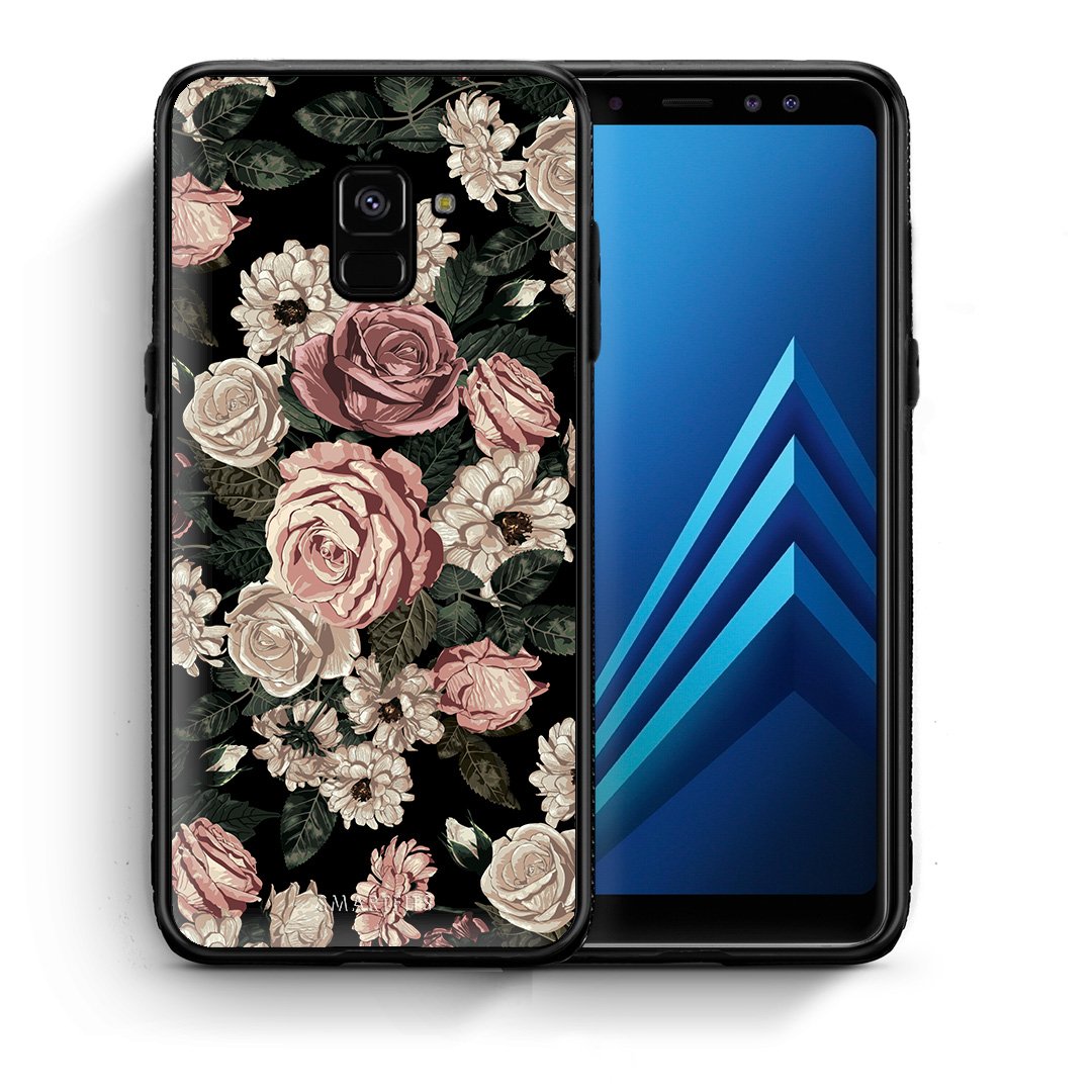 Θήκη Samsung A8 Wild Roses Flower από τη Smartfits με σχέδιο στο πίσω μέρος και μαύρο περίβλημα | Samsung A8 Wild Roses Flower case with colorful back and black bezels