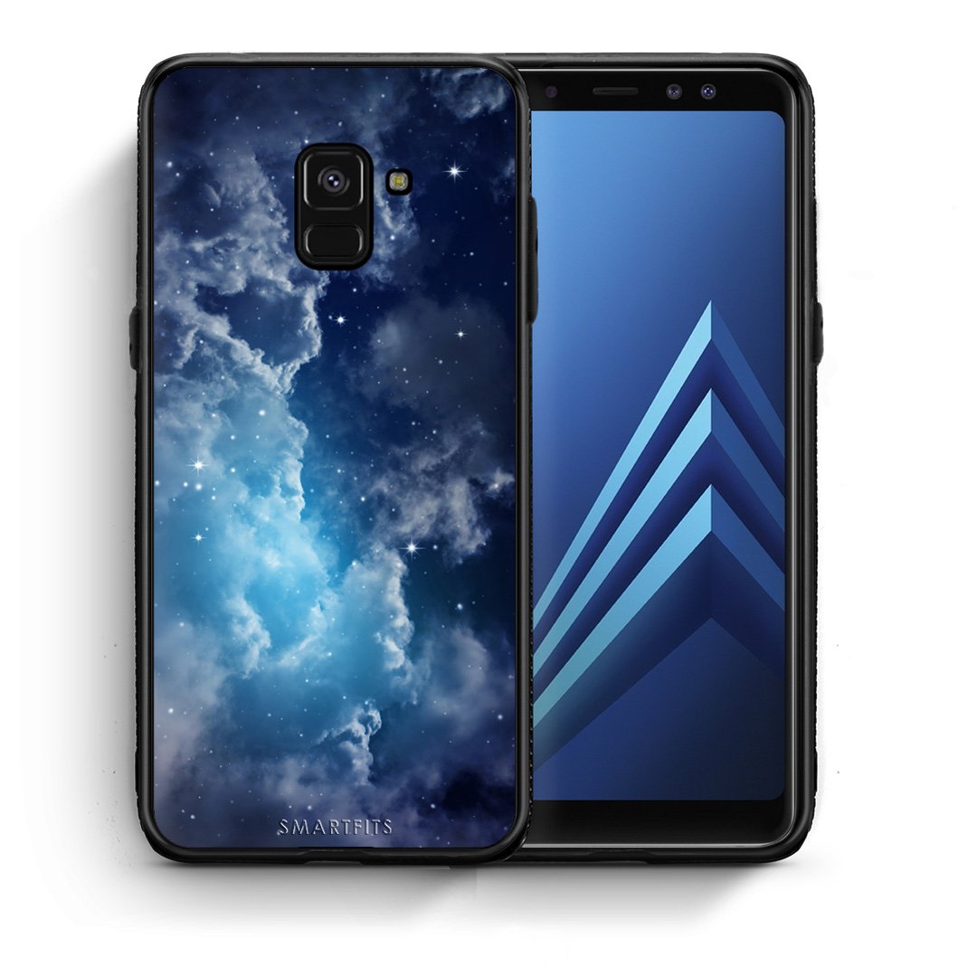Θήκη Samsung A8 Blue Sky Galaxy από τη Smartfits με σχέδιο στο πίσω μέρος και μαύρο περίβλημα | Samsung A8 Blue Sky Galaxy case with colorful back and black bezels