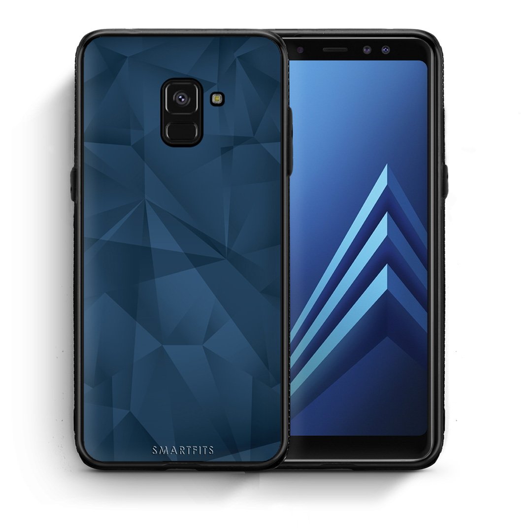 Θήκη Samsung A8 Blue Abstract Geometric από τη Smartfits με σχέδιο στο πίσω μέρος και μαύρο περίβλημα | Samsung A8 Blue Abstract Geometric case with colorful back and black bezels
