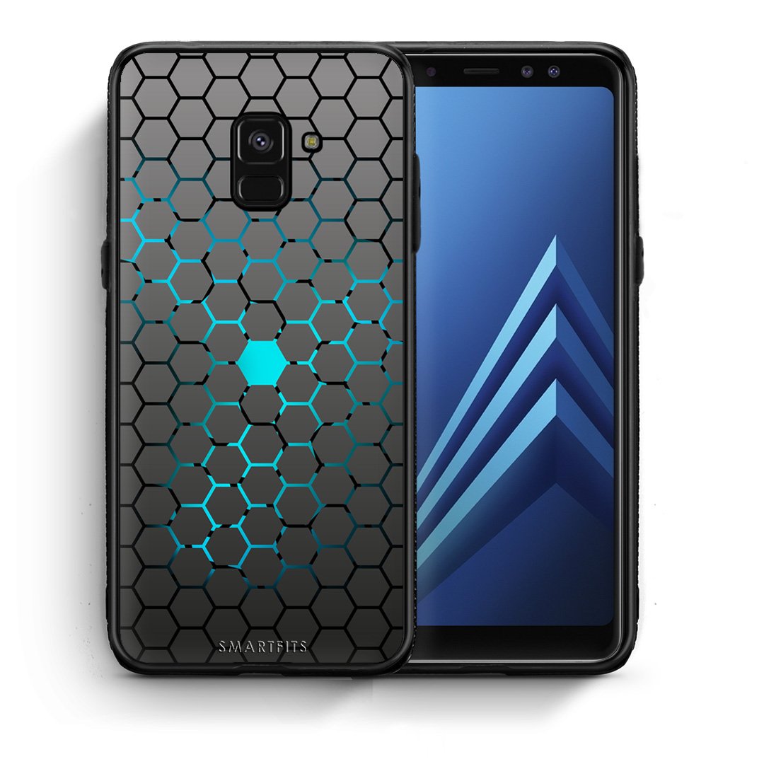 Θήκη Samsung A8 Hexagonal Geometric από τη Smartfits με σχέδιο στο πίσω μέρος και μαύρο περίβλημα | Samsung A8 Hexagonal Geometric case with colorful back and black bezels