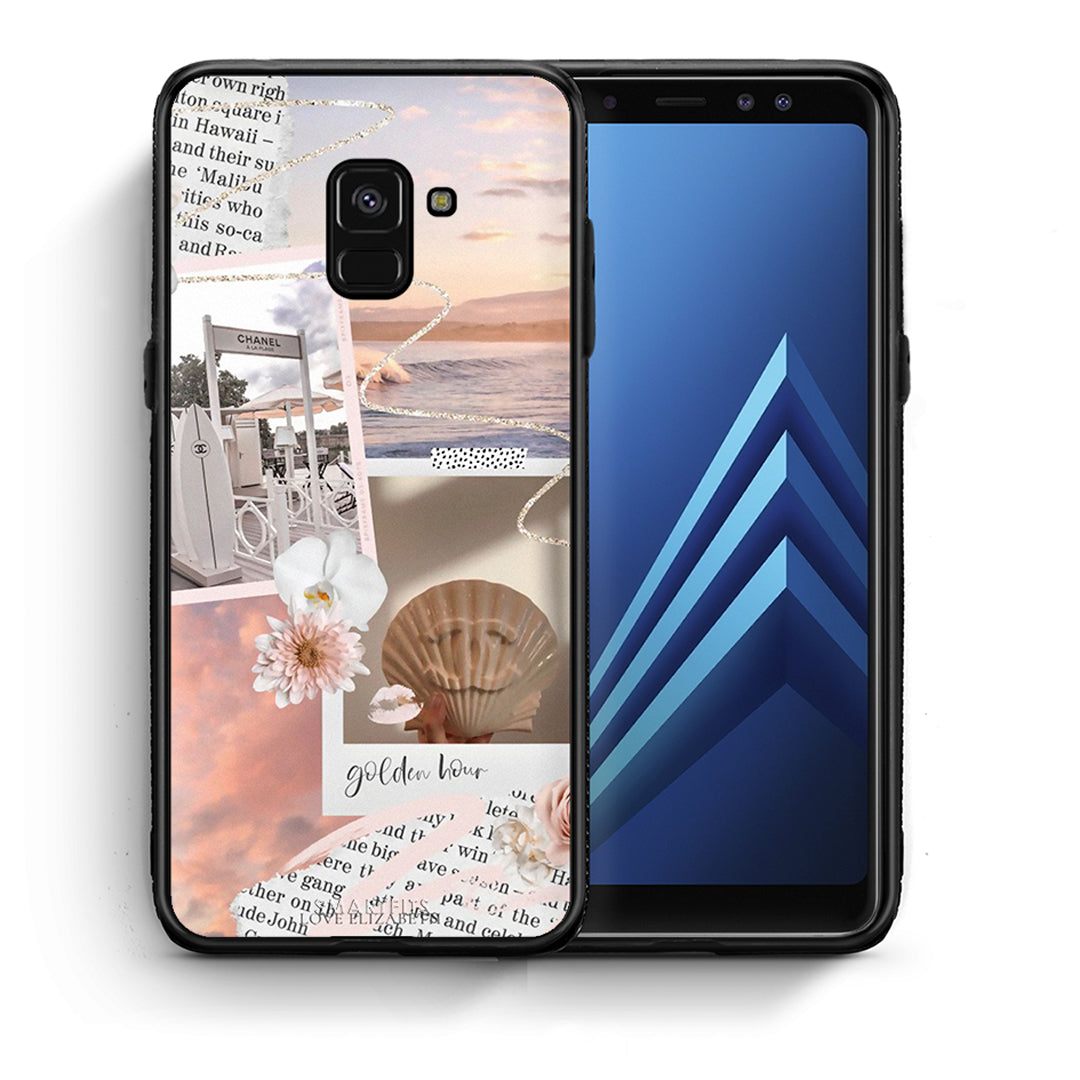 Θήκη Αγίου Βαλεντίνου Samsung A8 Golden Hour από τη Smartfits με σχέδιο στο πίσω μέρος και μαύρο περίβλημα | Samsung A8 Golden Hour case with colorful back and black bezels