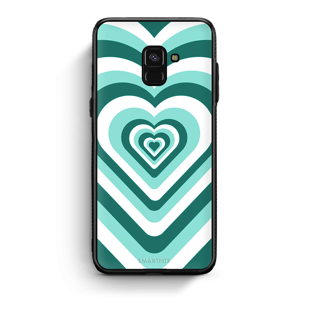 Samsung A8 Green Hearts θήκη από τη Smartfits με σχέδιο στο πίσω μέρος και μαύρο περίβλημα | Smartphone case with colorful back and black bezels by Smartfits