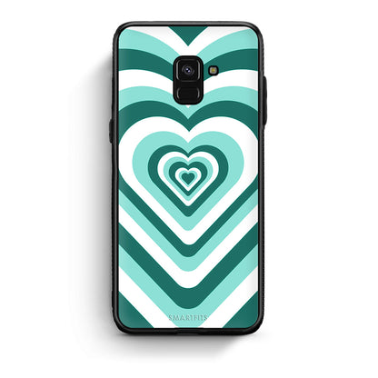Samsung A8 Green Hearts θήκη από τη Smartfits με σχέδιο στο πίσω μέρος και μαύρο περίβλημα | Smartphone case with colorful back and black bezels by Smartfits