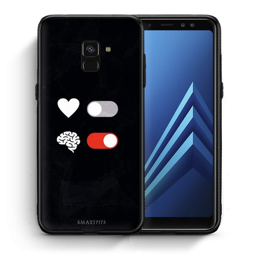 Θήκη Αγίου Βαλεντίνου Samsung A8 Heart Vs Brain από τη Smartfits με σχέδιο στο πίσω μέρος και μαύρο περίβλημα | Samsung A8 Heart Vs Brain case with colorful back and black bezels