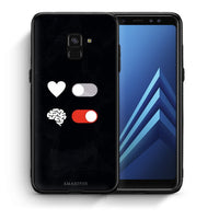 Thumbnail for Θήκη Αγίου Βαλεντίνου Samsung A8 Heart Vs Brain από τη Smartfits με σχέδιο στο πίσω μέρος και μαύρο περίβλημα | Samsung A8 Heart Vs Brain case with colorful back and black bezels