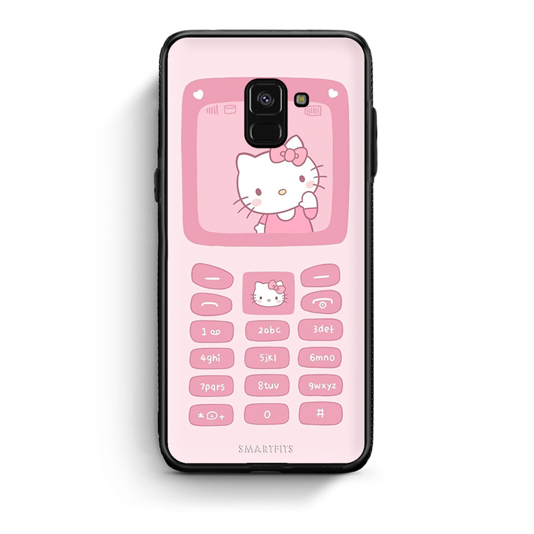 Samsung A8 Hello Kitten Θήκη Αγίου Βαλεντίνου από τη Smartfits με σχέδιο στο πίσω μέρος και μαύρο περίβλημα | Smartphone case with colorful back and black bezels by Smartfits