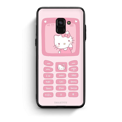 Samsung A8 Hello Kitten Θήκη Αγίου Βαλεντίνου από τη Smartfits με σχέδιο στο πίσω μέρος και μαύρο περίβλημα | Smartphone case with colorful back and black bezels by Smartfits