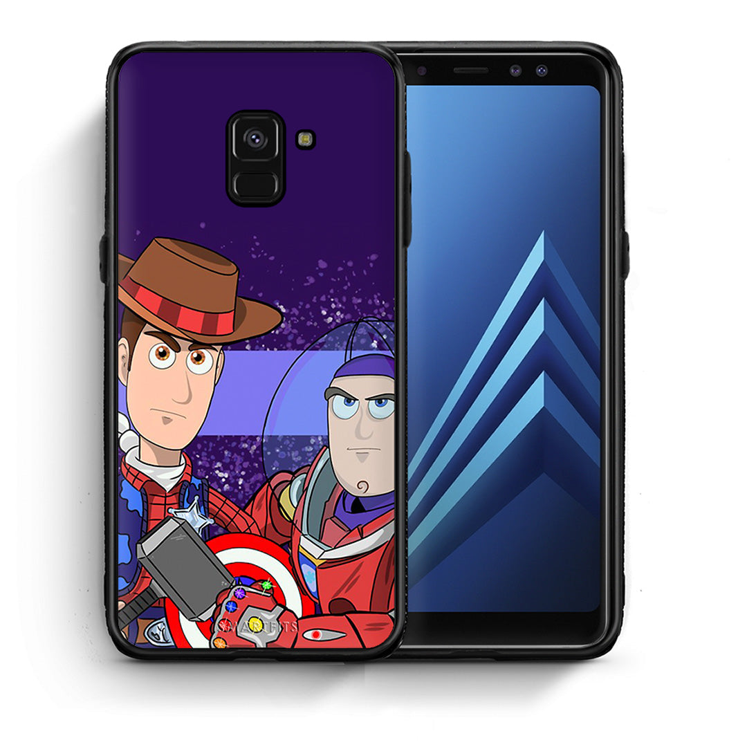 Θήκη Samsung A8 Infinity Story από τη Smartfits με σχέδιο στο πίσω μέρος και μαύρο περίβλημα | Samsung A8 Infinity Story case with colorful back and black bezels