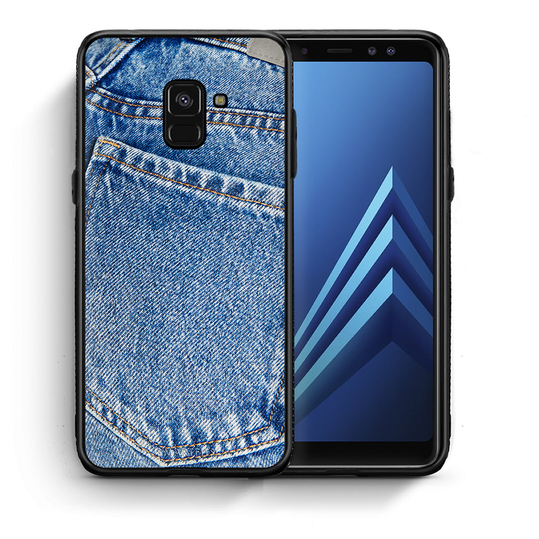 Θήκη Samsung A8 Jeans Pocket από τη Smartfits με σχέδιο στο πίσω μέρος και μαύρο περίβλημα | Samsung A8 Jeans Pocket case with colorful back and black bezels