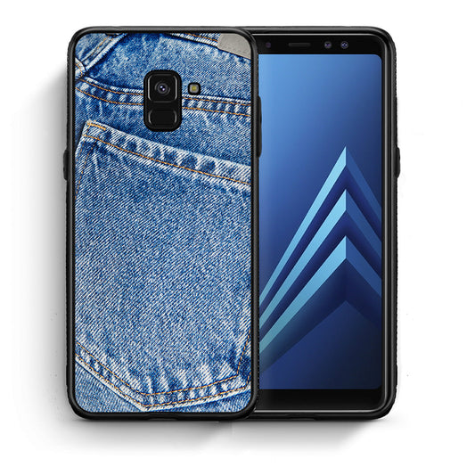 Θήκη Samsung A8 Jeans Pocket από τη Smartfits με σχέδιο στο πίσω μέρος και μαύρο περίβλημα | Samsung A8 Jeans Pocket case with colorful back and black bezels