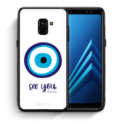 Θήκη Samsung A8 Karma Says από τη Smartfits με σχέδιο στο πίσω μέρος και μαύρο περίβλημα | Samsung A8 Karma Says case with colorful back and black bezels