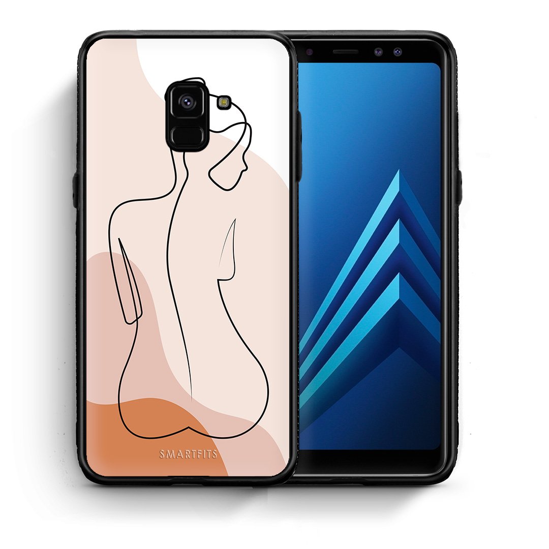 Θήκη Samsung A8 LineArt Woman από τη Smartfits με σχέδιο στο πίσω μέρος και μαύρο περίβλημα | Samsung A8 LineArt Woman case with colorful back and black bezels