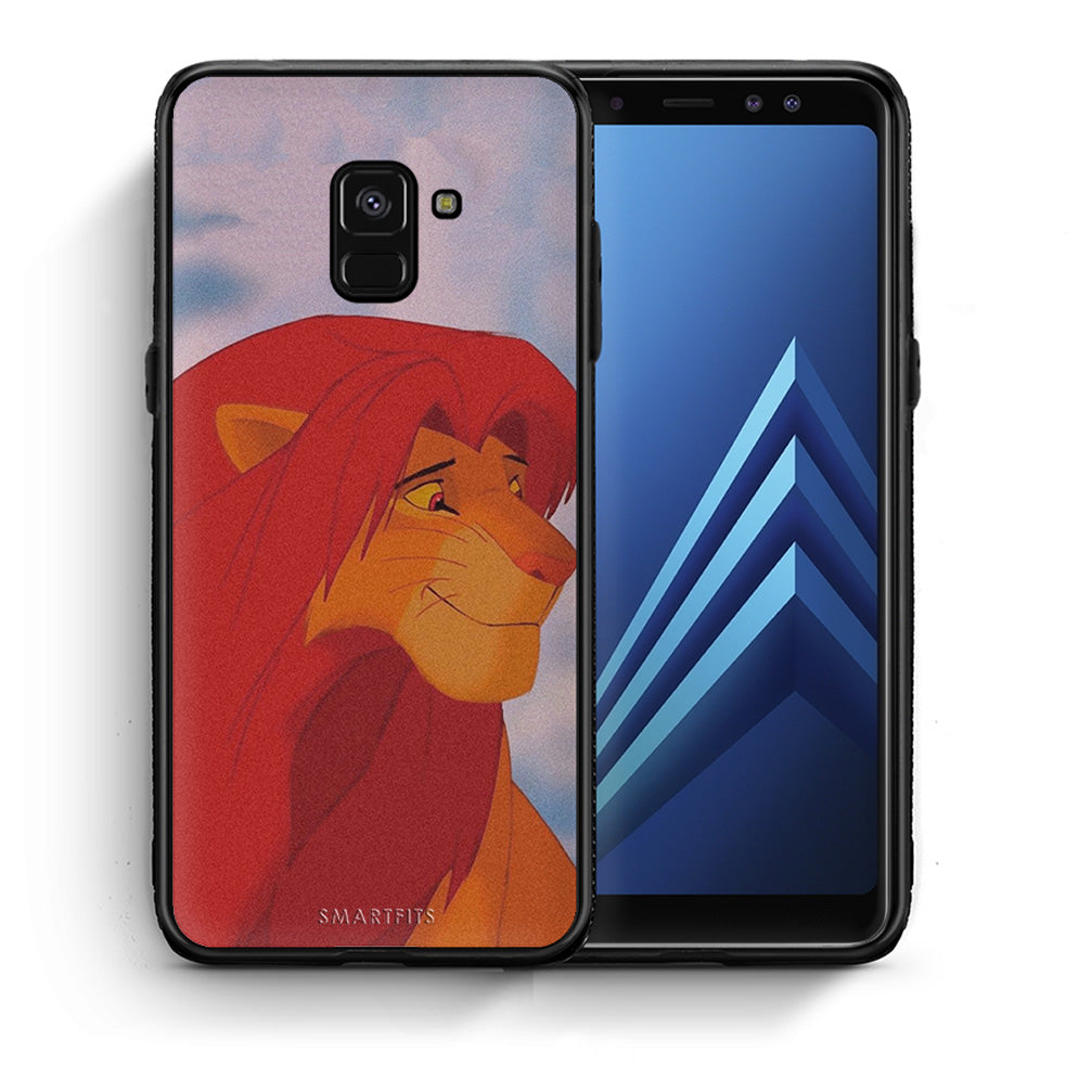 Θήκη Αγίου Βαλεντίνου Samsung A8 Lion Love 1 από τη Smartfits με σχέδιο στο πίσω μέρος και μαύρο περίβλημα | Samsung A8 Lion Love 1 case with colorful back and black bezels