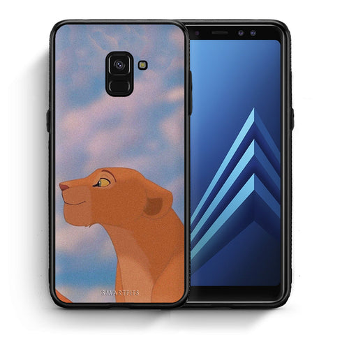 Θήκη Αγίου Βαλεντίνου Samsung A8 Lion Love 2 από τη Smartfits με σχέδιο στο πίσω μέρος και μαύρο περίβλημα | Samsung A8 Lion Love 2 case with colorful back and black bezels