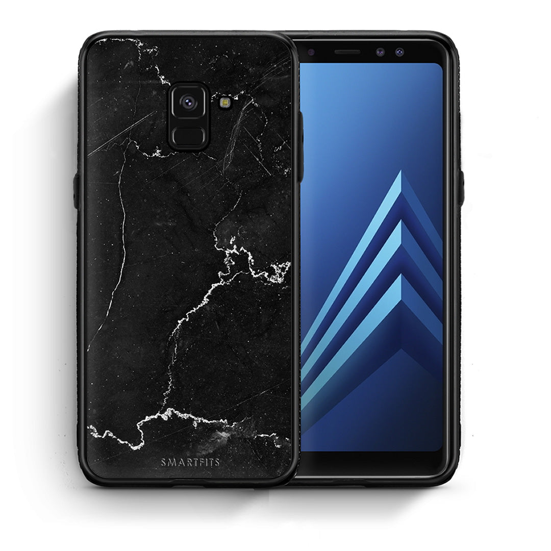 Θήκη Samsung A8 Marble Black από τη Smartfits με σχέδιο στο πίσω μέρος και μαύρο περίβλημα | Samsung A8 Marble Black case with colorful back and black bezels