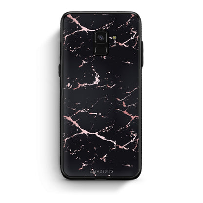 4 - Samsung A8  Black Rosegold Marble case, cover, bumper
