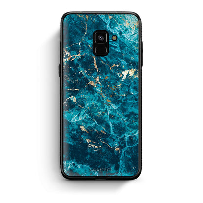 Samsung A8 Marble Blue θήκη από τη Smartfits με σχέδιο στο πίσω μέρος και μαύρο περίβλημα | Smartphone case with colorful back and black bezels by Smartfits