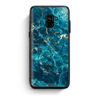 Thumbnail for Samsung A8 Marble Blue θήκη από τη Smartfits με σχέδιο στο πίσω μέρος και μαύρο περίβλημα | Smartphone case with colorful back and black bezels by Smartfits