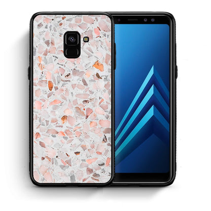 Θήκη Samsung A8 Marble Terrazzo από τη Smartfits με σχέδιο στο πίσω μέρος και μαύρο περίβλημα | Samsung A8 Marble Terrazzo case with colorful back and black bezels