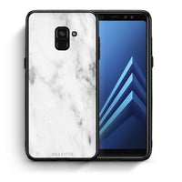 Thumbnail for Θήκη Samsung A8 White Marble από τη Smartfits με σχέδιο στο πίσω μέρος και μαύρο περίβλημα | Samsung A8 White Marble case with colorful back and black bezels