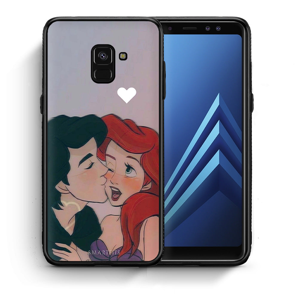 Θήκη Αγίου Βαλεντίνου Samsung A8 Mermaid Love από τη Smartfits με σχέδιο στο πίσω μέρος και μαύρο περίβλημα | Samsung A8 Mermaid Love case with colorful back and black bezels
