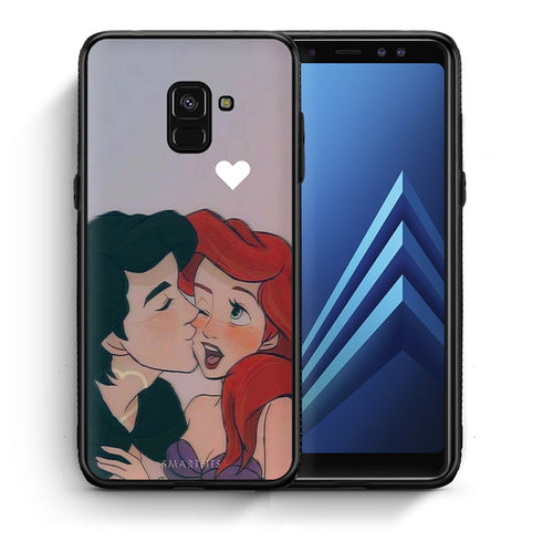 Θήκη Αγίου Βαλεντίνου Samsung A8 Mermaid Love από τη Smartfits με σχέδιο στο πίσω μέρος και μαύρο περίβλημα | Samsung A8 Mermaid Love case with colorful back and black bezels