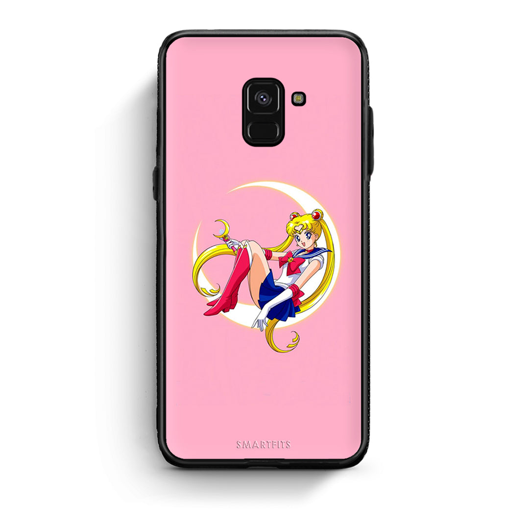Samsung A8 Moon Girl θήκη από τη Smartfits με σχέδιο στο πίσω μέρος και μαύρο περίβλημα | Smartphone case with colorful back and black bezels by Smartfits