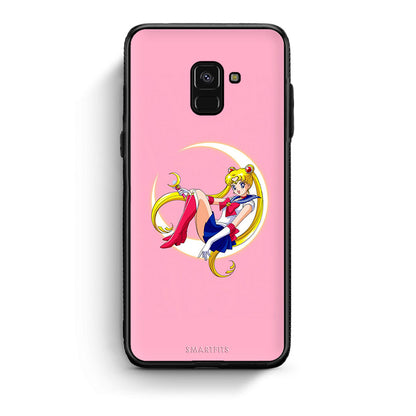Samsung A8 Moon Girl θήκη από τη Smartfits με σχέδιο στο πίσω μέρος και μαύρο περίβλημα | Smartphone case with colorful back and black bezels by Smartfits