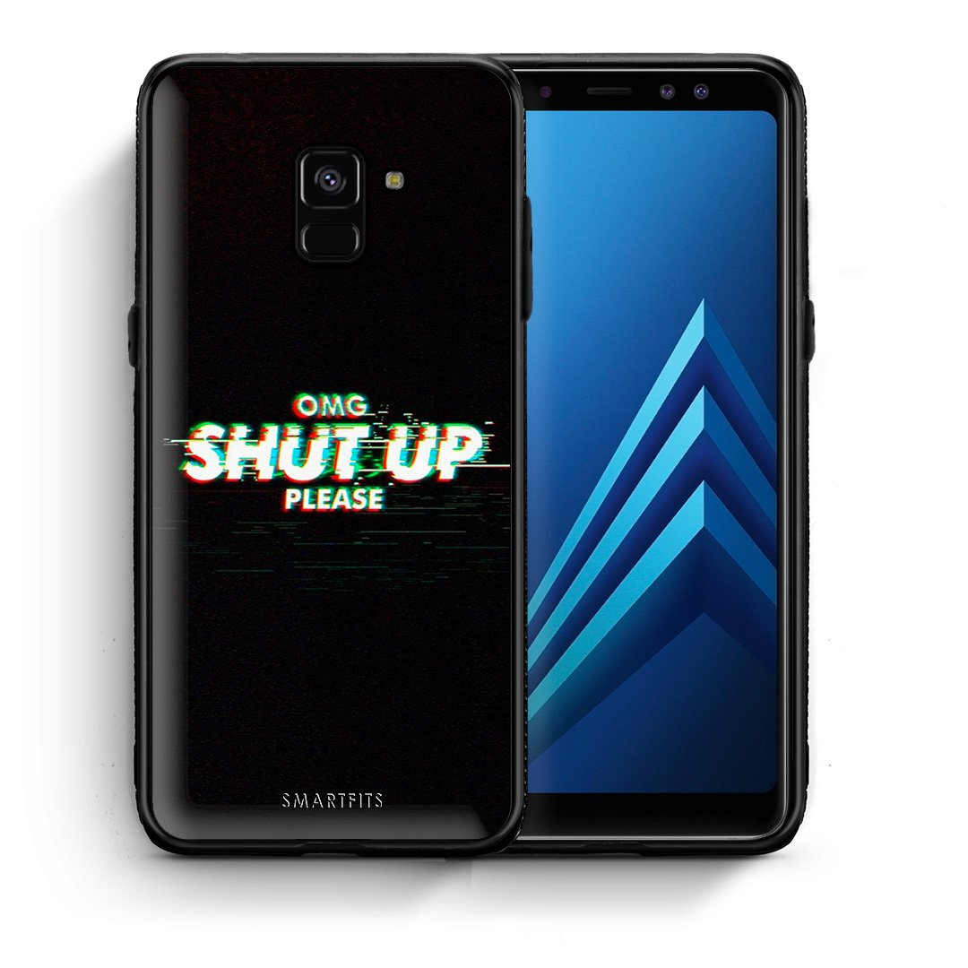 Θήκη Samsung A8 OMG ShutUp από τη Smartfits με σχέδιο στο πίσω μέρος και μαύρο περίβλημα | Samsung A8 OMG ShutUp case with colorful back and black bezels