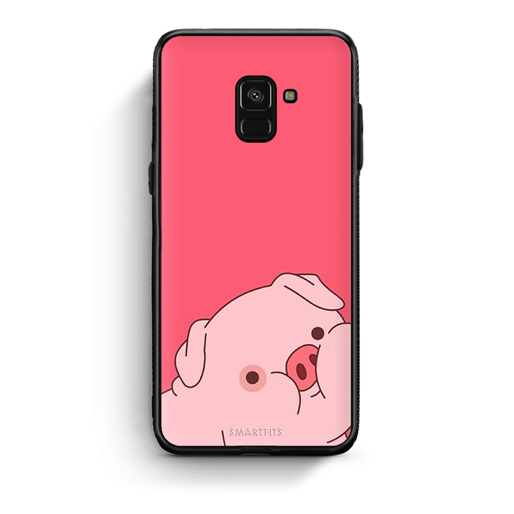 Samsung A8 Pig Love 1 Θήκη Αγίου Βαλεντίνου από τη Smartfits με σχέδιο στο πίσω μέρος και μαύρο περίβλημα | Smartphone case with colorful back and black bezels by Smartfits