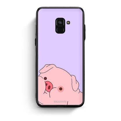 Samsung A8 Pig Love 2 Θήκη Αγίου Βαλεντίνου από τη Smartfits με σχέδιο στο πίσω μέρος και μαύρο περίβλημα | Smartphone case with colorful back and black bezels by Smartfits
