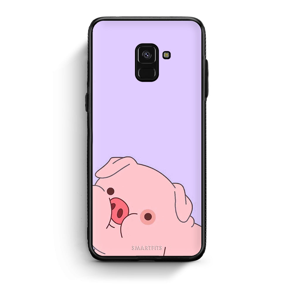 Samsung A8 Pig Love 2 Θήκη Αγίου Βαλεντίνου από τη Smartfits με σχέδιο στο πίσω μέρος και μαύρο περίβλημα | Smartphone case with colorful back and black bezels by Smartfits