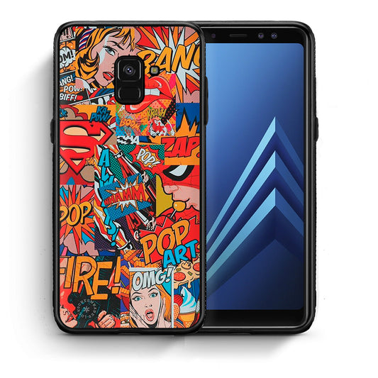 Θήκη Samsung A8 PopArt OMG από τη Smartfits με σχέδιο στο πίσω μέρος και μαύρο περίβλημα | Samsung A8 PopArt OMG case with colorful back and black bezels