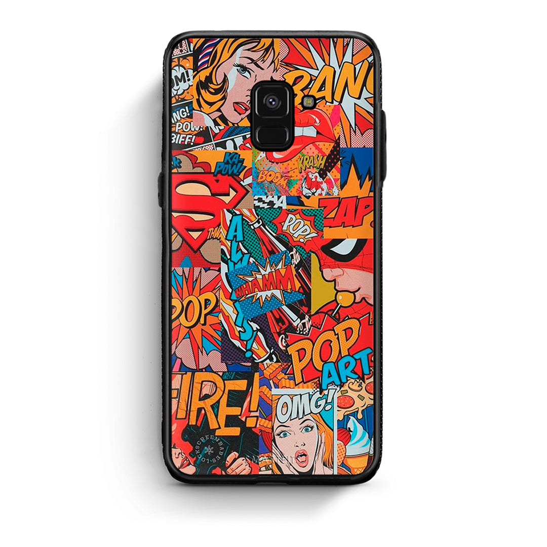 Samsung A8 PopArt OMG θήκη από τη Smartfits με σχέδιο στο πίσω μέρος και μαύρο περίβλημα | Smartphone case with colorful back and black bezels by Smartfits