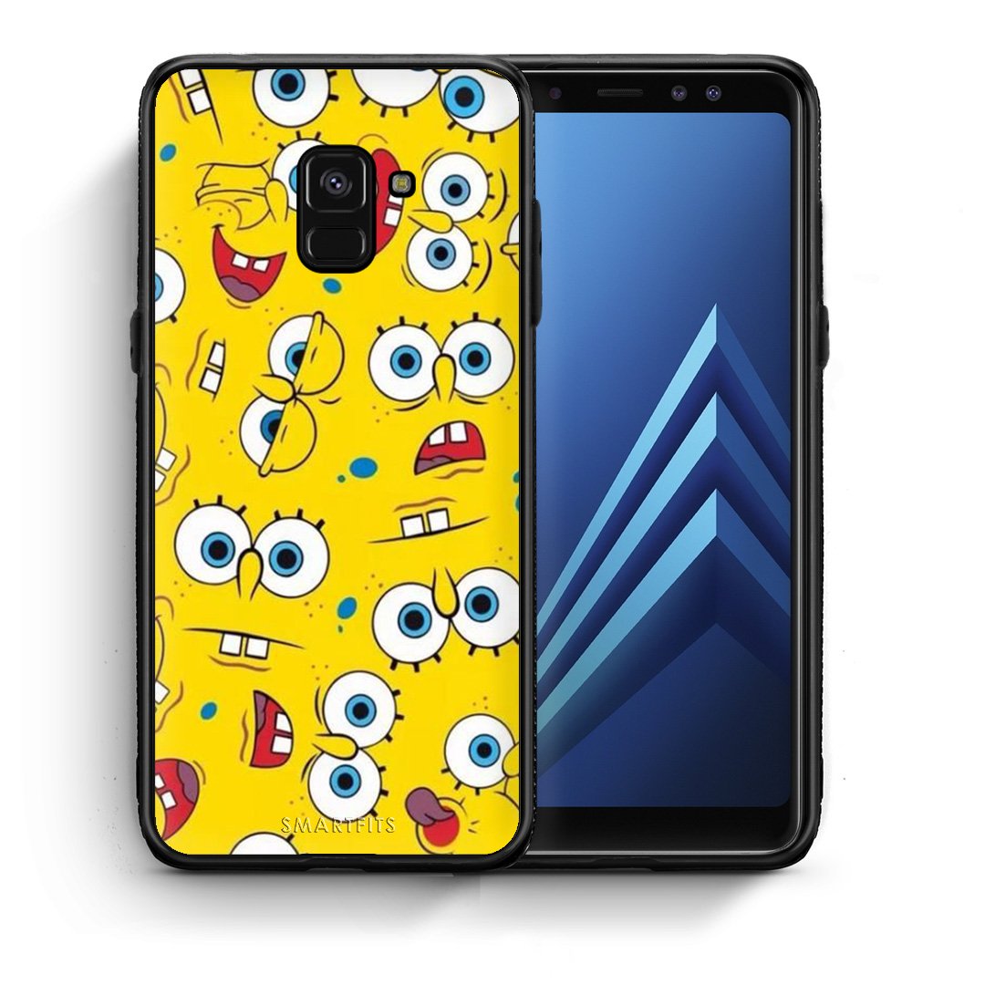 Θήκη Samsung A8 Sponge PopArt από τη Smartfits με σχέδιο στο πίσω μέρος και μαύρο περίβλημα | Samsung A8 Sponge PopArt case with colorful back and black bezels