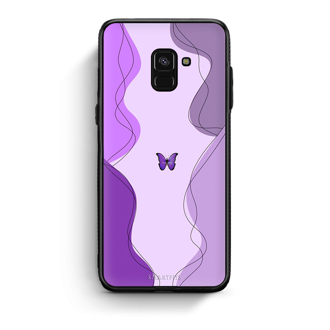 Samsung A8 Purple Mariposa Θήκη Αγίου Βαλεντίνου από τη Smartfits με σχέδιο στο πίσω μέρος και μαύρο περίβλημα | Smartphone case with colorful back and black bezels by Smartfits