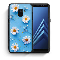 Thumbnail for Θήκη Samsung A8 Real Daisies από τη Smartfits με σχέδιο στο πίσω μέρος και μαύρο περίβλημα | Samsung A8 Real Daisies case with colorful back and black bezels