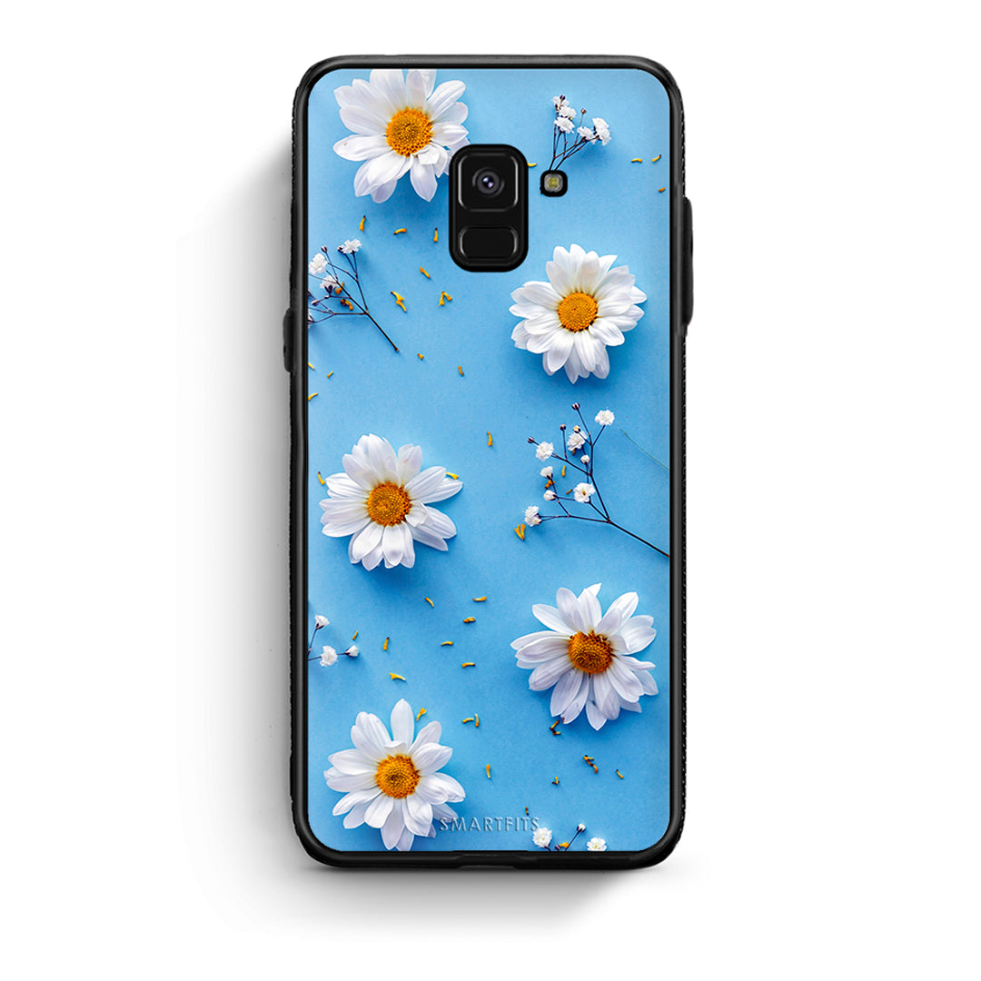 Samsung A8 Real Daisies θήκη από τη Smartfits με σχέδιο στο πίσω μέρος και μαύρο περίβλημα | Smartphone case with colorful back and black bezels by Smartfits