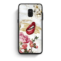Thumbnail for Samsung A8 Red Lips θήκη από τη Smartfits με σχέδιο στο πίσω μέρος και μαύρο περίβλημα | Smartphone case with colorful back and black bezels by Smartfits